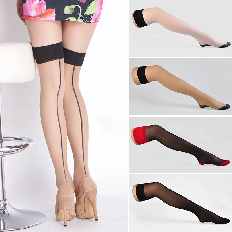 Seamed Stockings With Back Seam Women Over Knee Socks Sexy Fashion Thigh High Stocking Thin Hosiery Stay Up Stockings