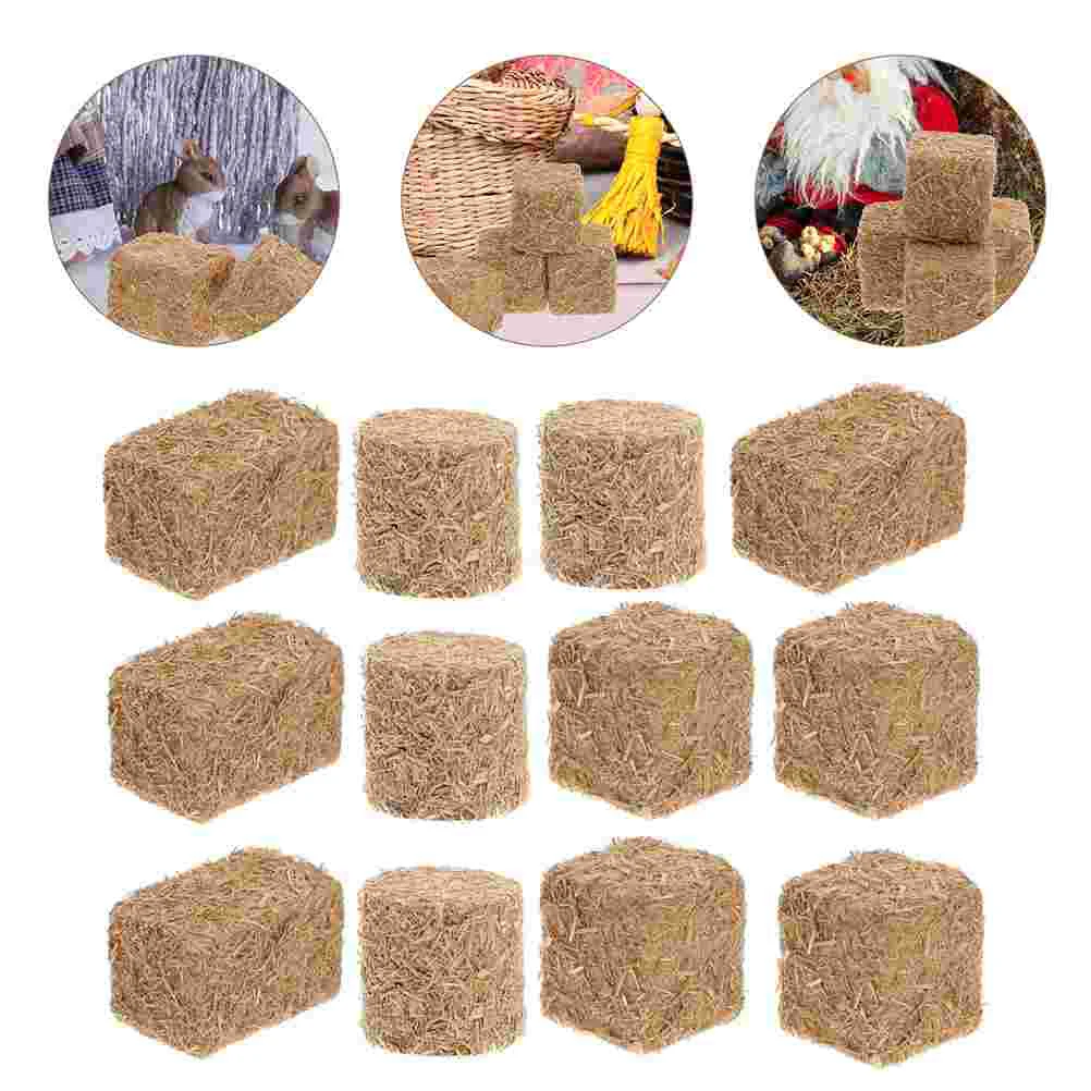 

12 Pcs Diy Sand Table Hay Decor Haystack Decorations Mini Bales Outdoor Party Adorn Hay Bales Model Wood Decoration