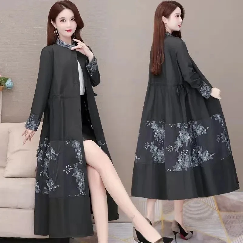 Женский Тонкий тренчкот с воротником-стойкой свободная однотонная ветровка