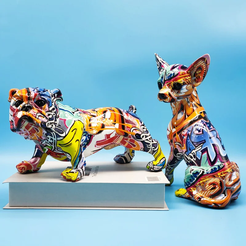 

Цветная полимерная переносная Статуэтка Чихуахуа для собак, статуэтка, скульптура, статуэтка для рабочего стола, украшение для дома, гостин...