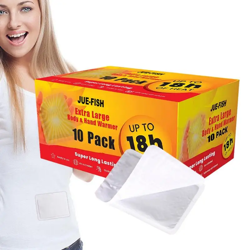 

10pcs Body Warmer Stick Winter Warm Paste Stick Fever Hand Foot Warmers Heat Packs Disposable Lasting Self-heating for Outdoor