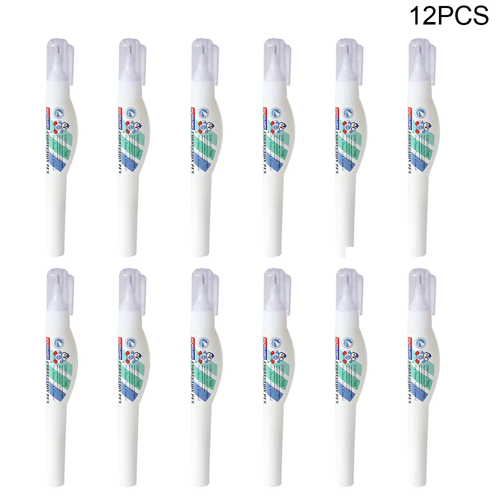 

12pc/box Squeeze Error Correction Pen Quick Drying Strong Coverage Non Slip Writing 7ml Fluid Needle Point School Stationery