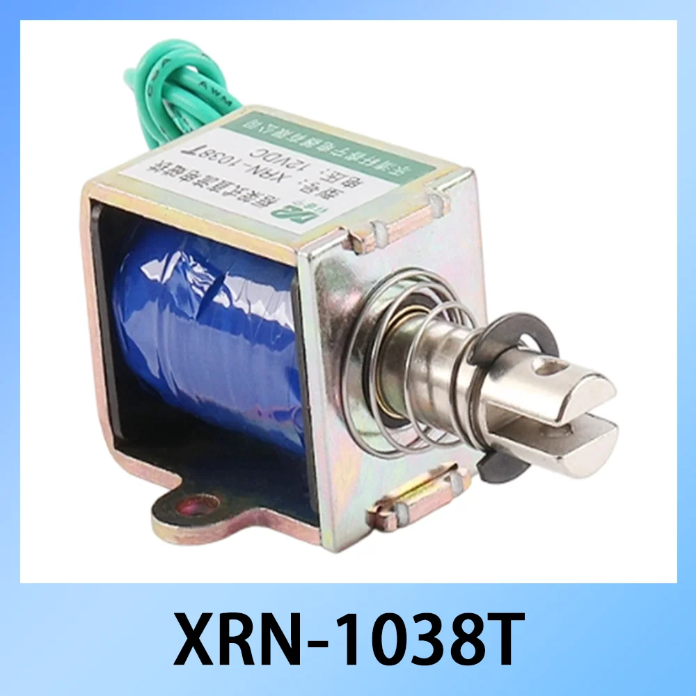 Фото Электромагнит XRN-1038T DC 12В 24В, толкающий/тянущий, 20Н, ход 10 мм, с пружинным возвратом, открытая рама №1
