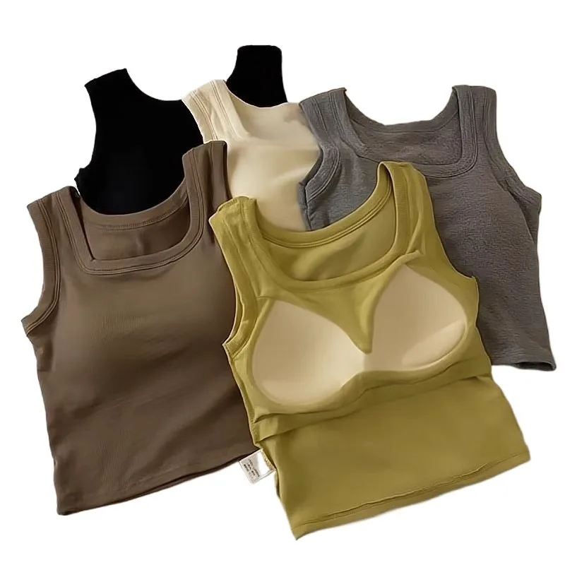 Женский жилет для йоги с широким плечом и квадратным воротником на бретельках