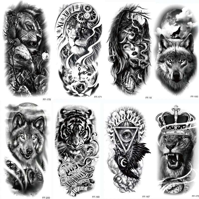 Тату-наклейка с черным лесом для мужчин и женщин временная татуировка тигром