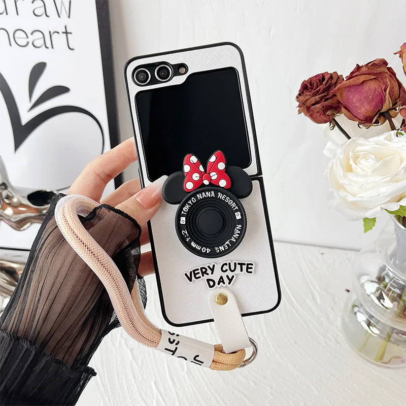 Модный мультяшный чехол-подставка с ремешком на руку белый кожаный чехол для Samsung