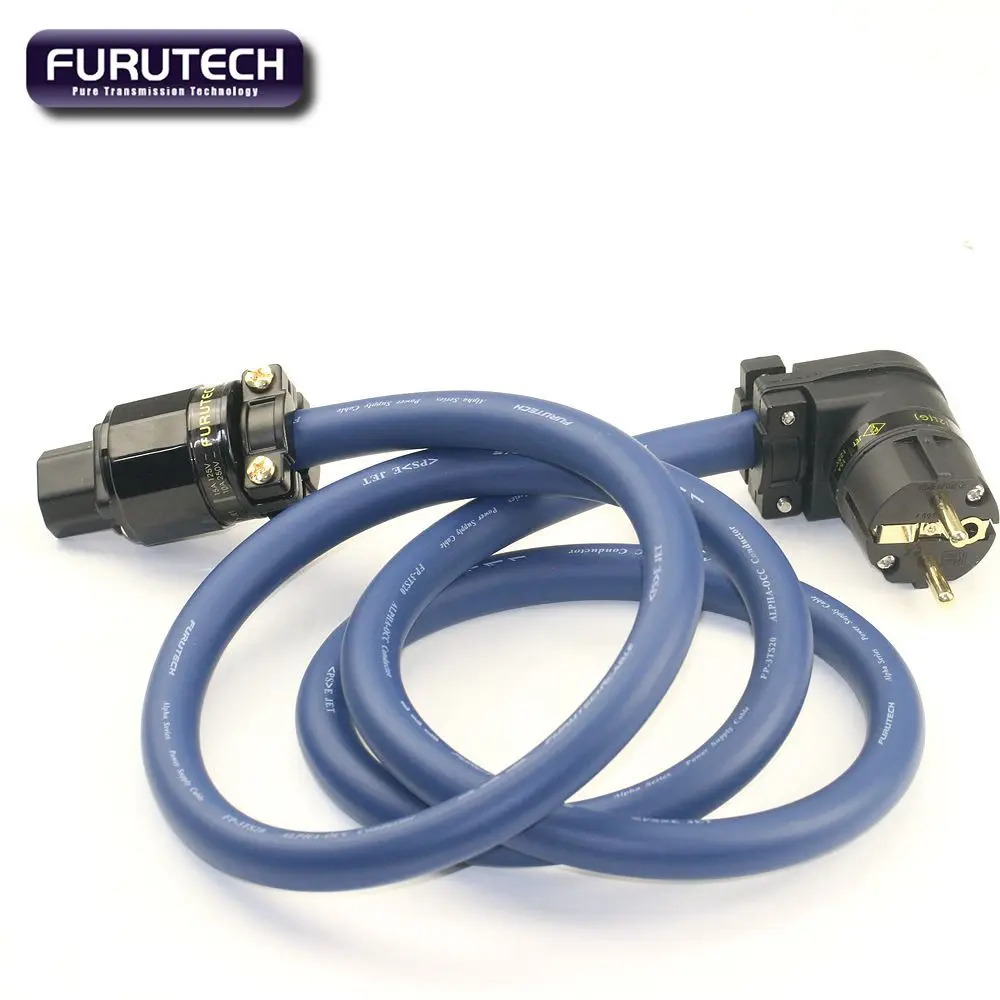 Фото Япония Furutech FP-3TS20 Синяя лента OCC HIFI L-тип, вилка европейского стандарта, локоть, линия питания, усилитель желчного пузыря, линия обновления мощности №1