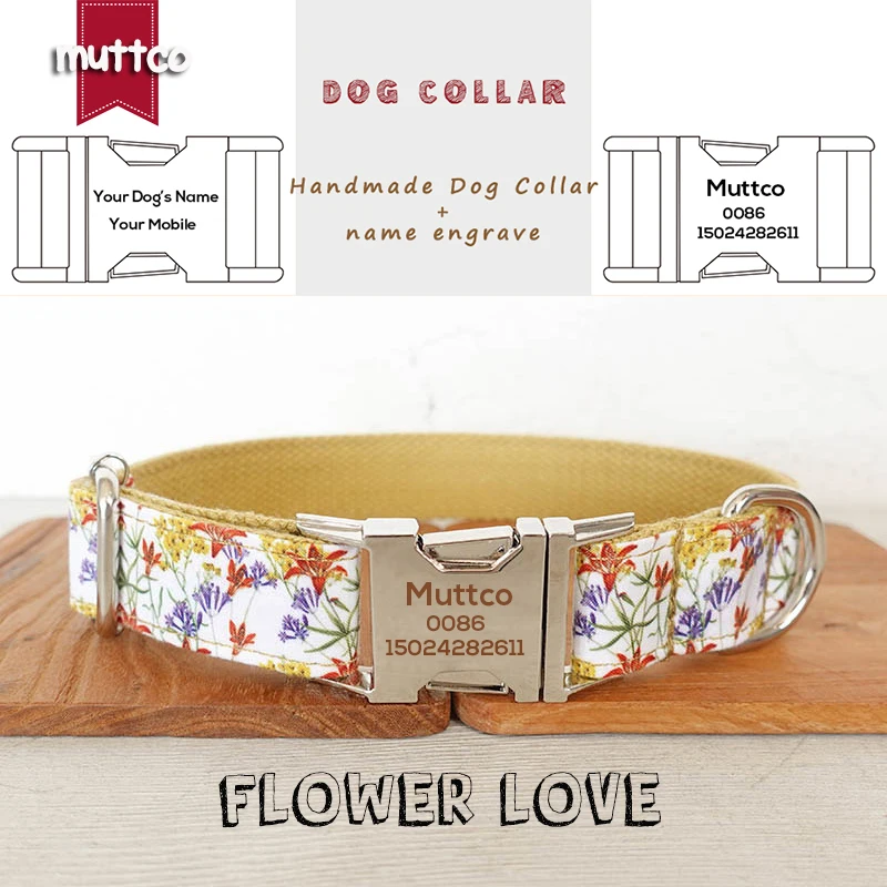 

Ошейник MUTTCO для собак с гравировкой, Регулируемый аксессуар с именной табличкой для щенков, 5 размеров, UDC129