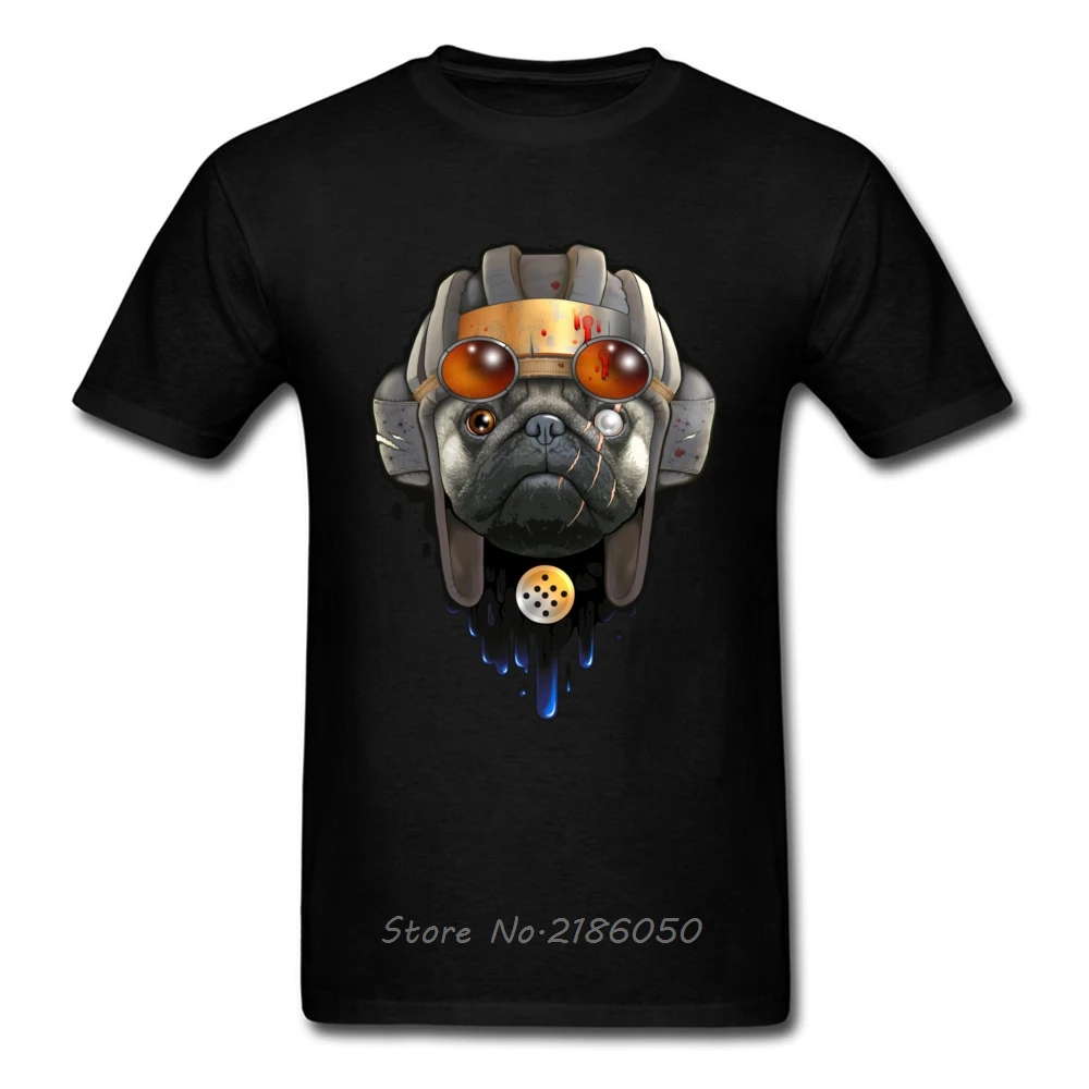 

Dog of War Tshirt Cool Men T Shirt Cotton T-Shirt Pug Printed On Tops Black Tees 3D Custom Clothes Harajuku