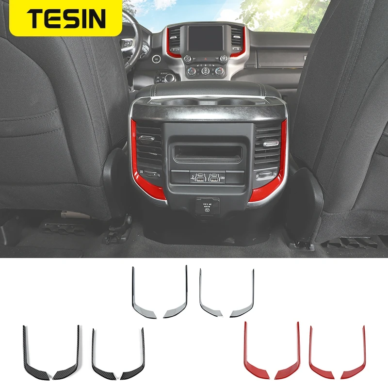 

TESIN ABS Car Front Rear Central Air Outlet Decoration Cover Sticker for Dodge RAM 2018 2019 2020 2021 2022 Interior Accessories