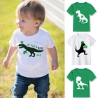 Счастливая зеленая футболка с динозавром на День Святого Патрика, самые счастливые футболки для мальчиков и девочек, детские футболки, одежда для вечевечерние на День Святого Патрика, модные топы, футболки