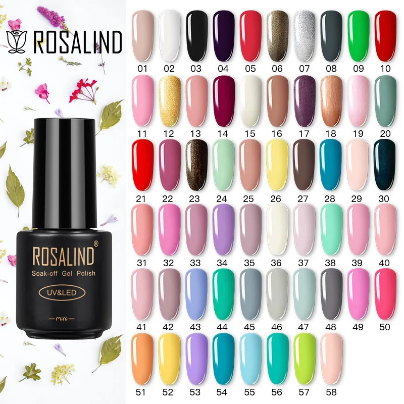

ROSALIND Polish Nail Gel Soak Off Primer Base Top Coat Vernis Semi Permanent Lacquer For Manicure Pure Color UV Gel Polish