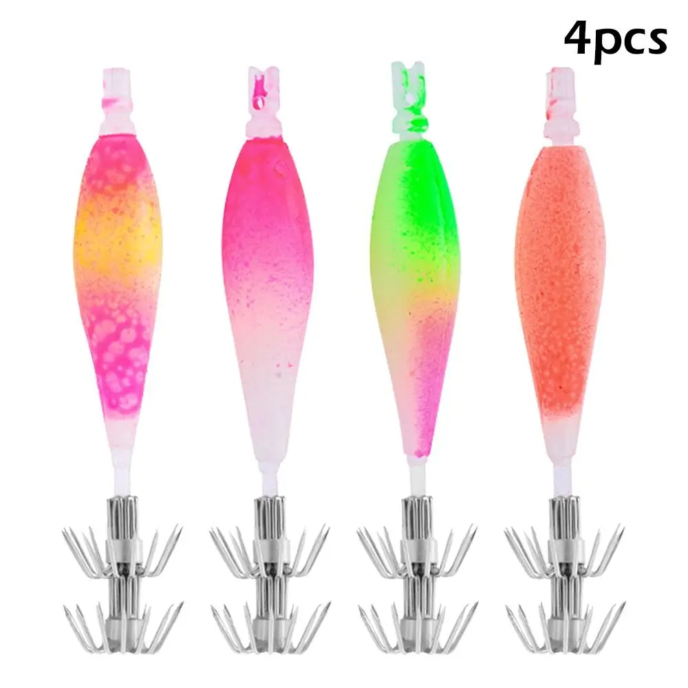 

4Pcs/Pack Hot Sale Fishing Accessories 7g 90mm Angling Supplies Soft Lure Jig Squid Hooks Fishhooks Artificial Baits
