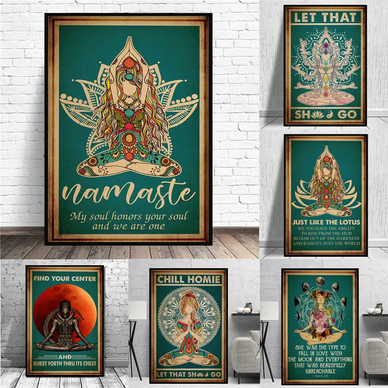 

Yoga Namaste My Soul Honors Canvas Art Decor Painting Retro Vintage Posters Wall Art Prints Picture Living Room Home Decoration