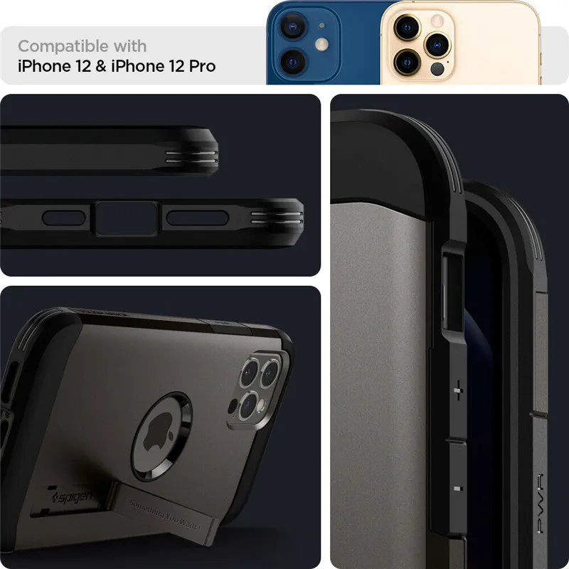 Spigen Tough  Armor Bracket  Double Shell For Apple iPhone12 13 Pro Max Hidden Bracket For iPhone 14 Pro Max Multi Color Option