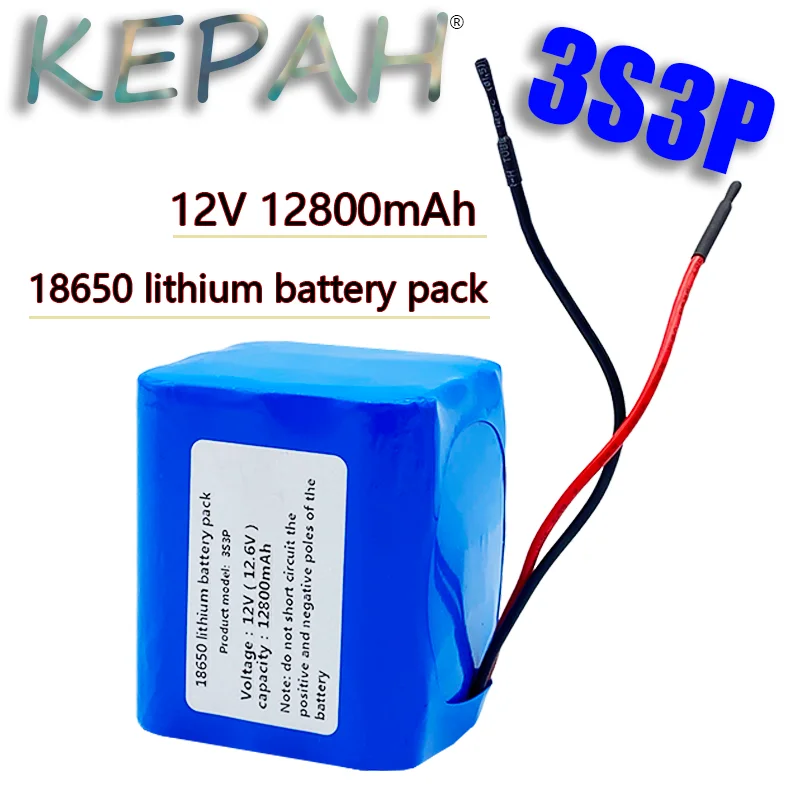 

QB 18650 3S3P 12V 12800mAh LI-ION Battery Pack with PCB (3-6A) with Lead Wires