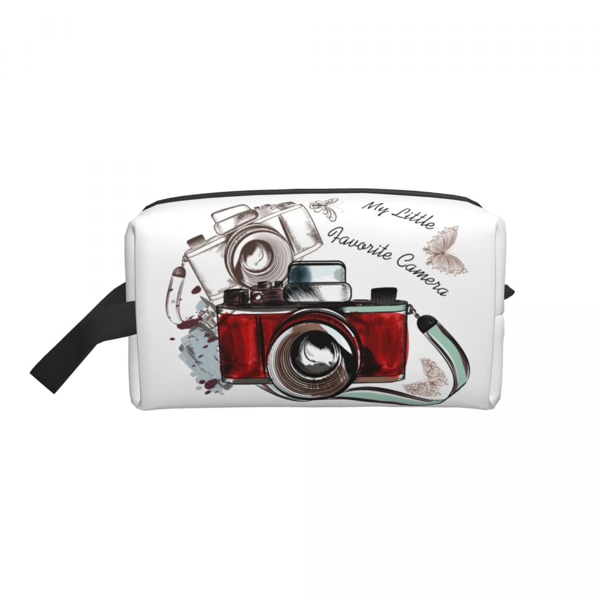 

Retro Camera Travel Cosmetic Bag Waterproof Toiletry Brush Storage Multi-Function Makeup Carry Case with Zipper