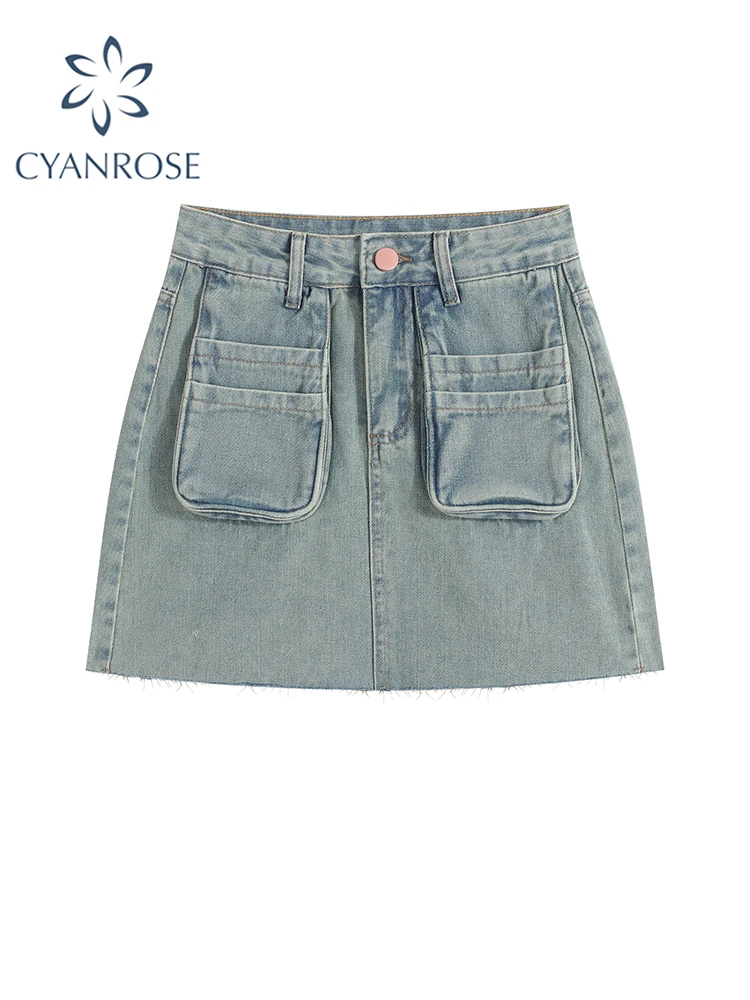 

Женская джинсовая юбка-карго Y2k, Летняя короткая юбка в стиле Харадзюку, Корейская Повседневная модная винтажная мини-юбка А-силуэта в стиле 90-х, одежда, 2023