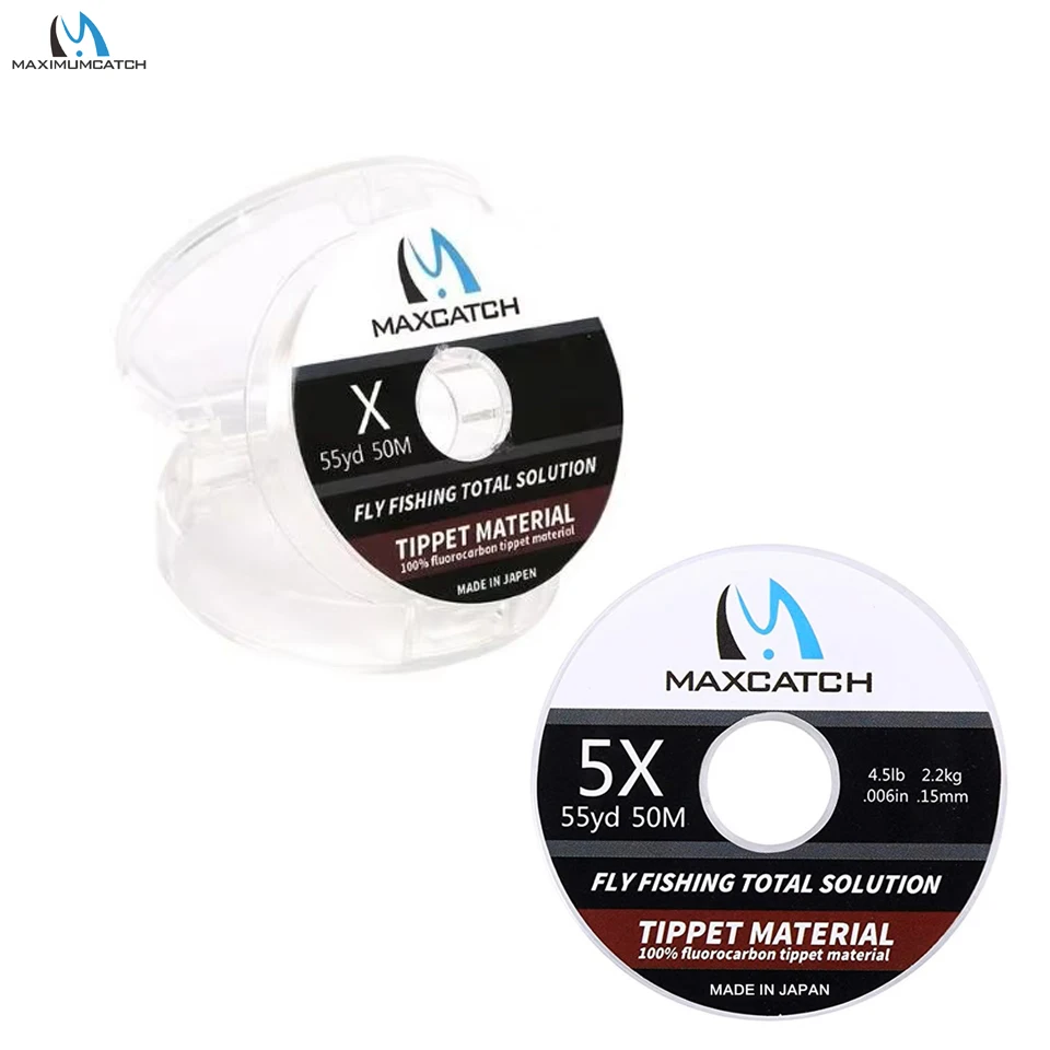 Фото MAXCATCH 1/2 шт. Флюорокарбоновый поводок 50 м, 0X-7X, разные размеры, 100% прозрачная флюорокарбоновая леска для нахлыстовой рыбалки на форель №1