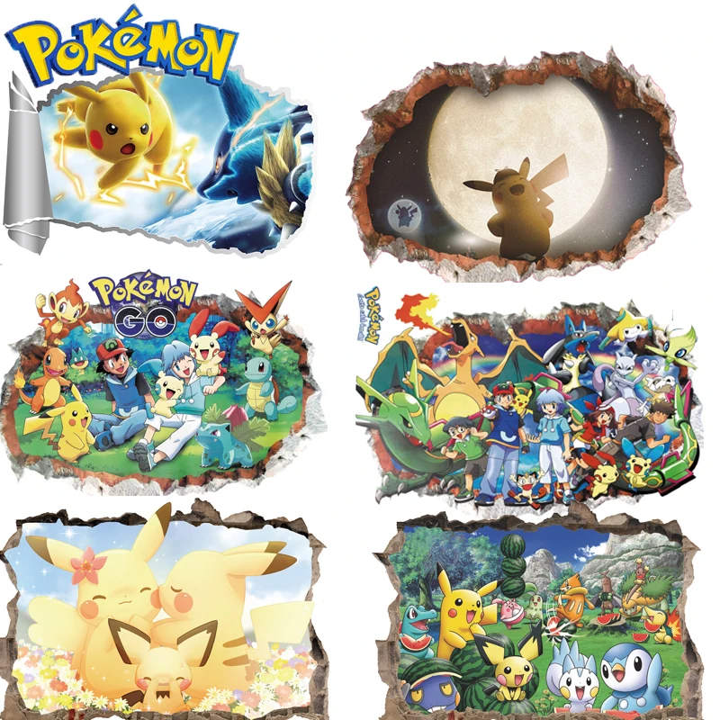 3d-game-pokemon-pikachu-go-wall-anime-stickers-decals-decor-art-vinyl-kids-nursery-mural-diy-poster-children-room-decorations