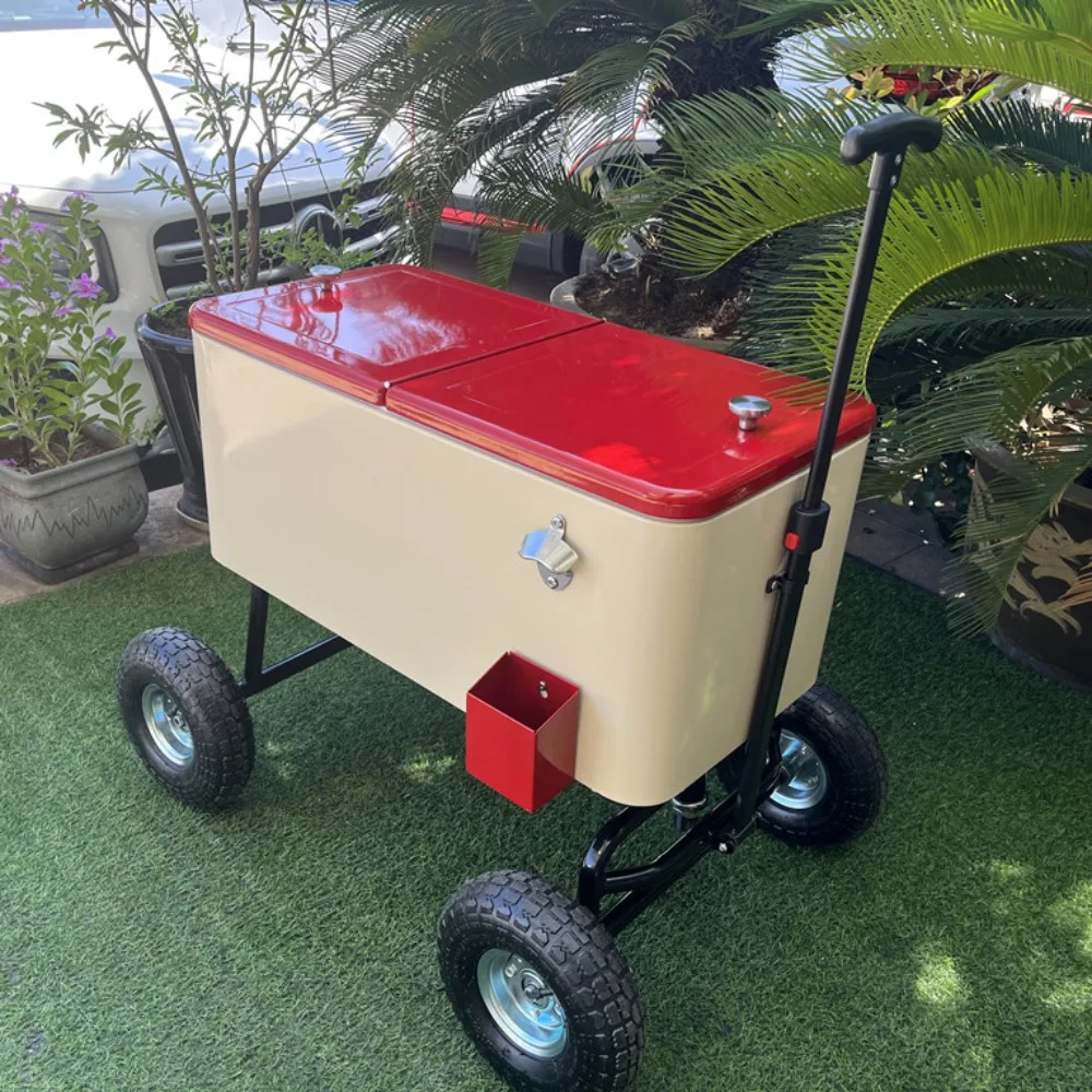 Party Rolling Cart Mobile Ice Chest Ice Cooler Box For Campi