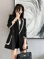 2022 new casual slim thin patchwork color woman suit blazers loose turn down collar spliced woman suits coat