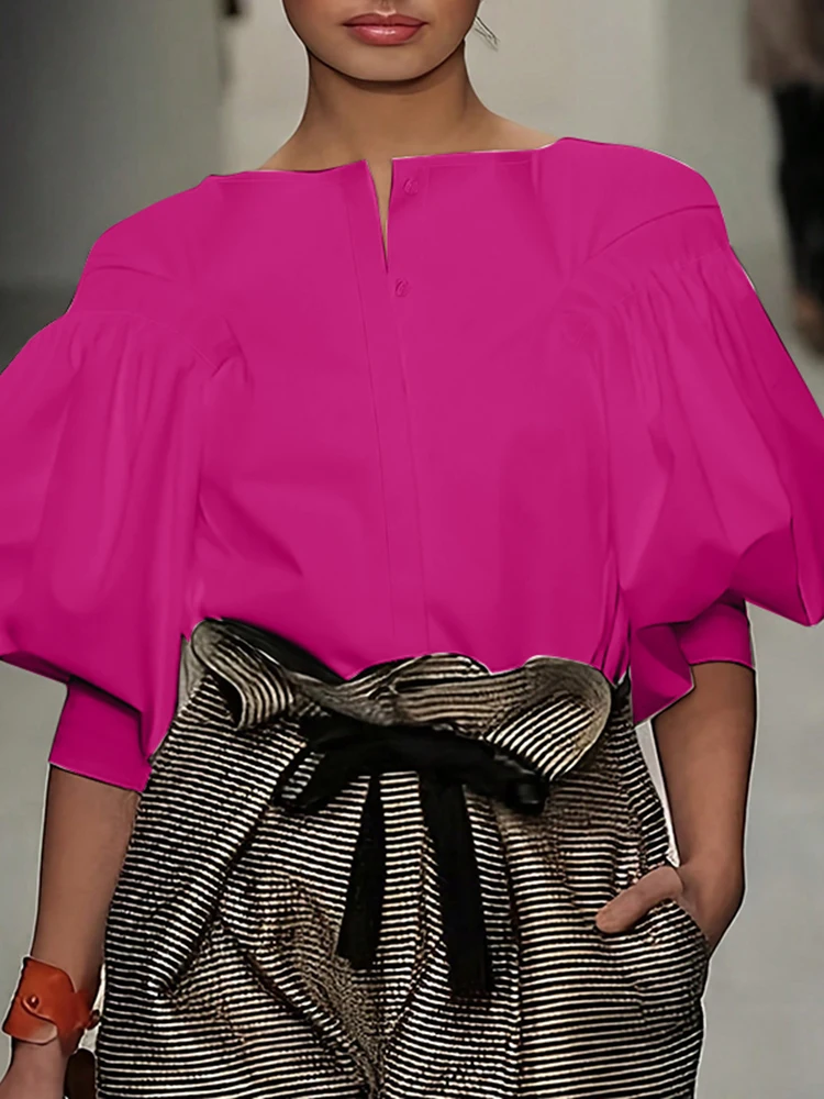 VONDA модная блузка женская повседневная рубашка с рукавами-фонариками элегантные