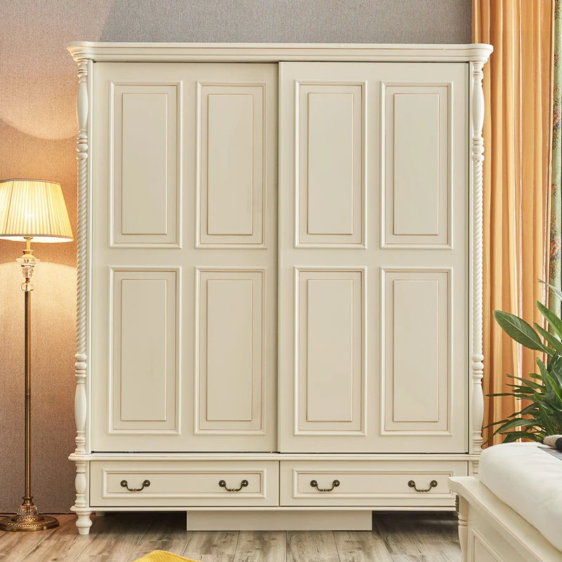 

American sliding door wardrobe sliding door wardrobe 1.6 meters 1.8 meters sliding door wardrobe solid wood furniture sliding do