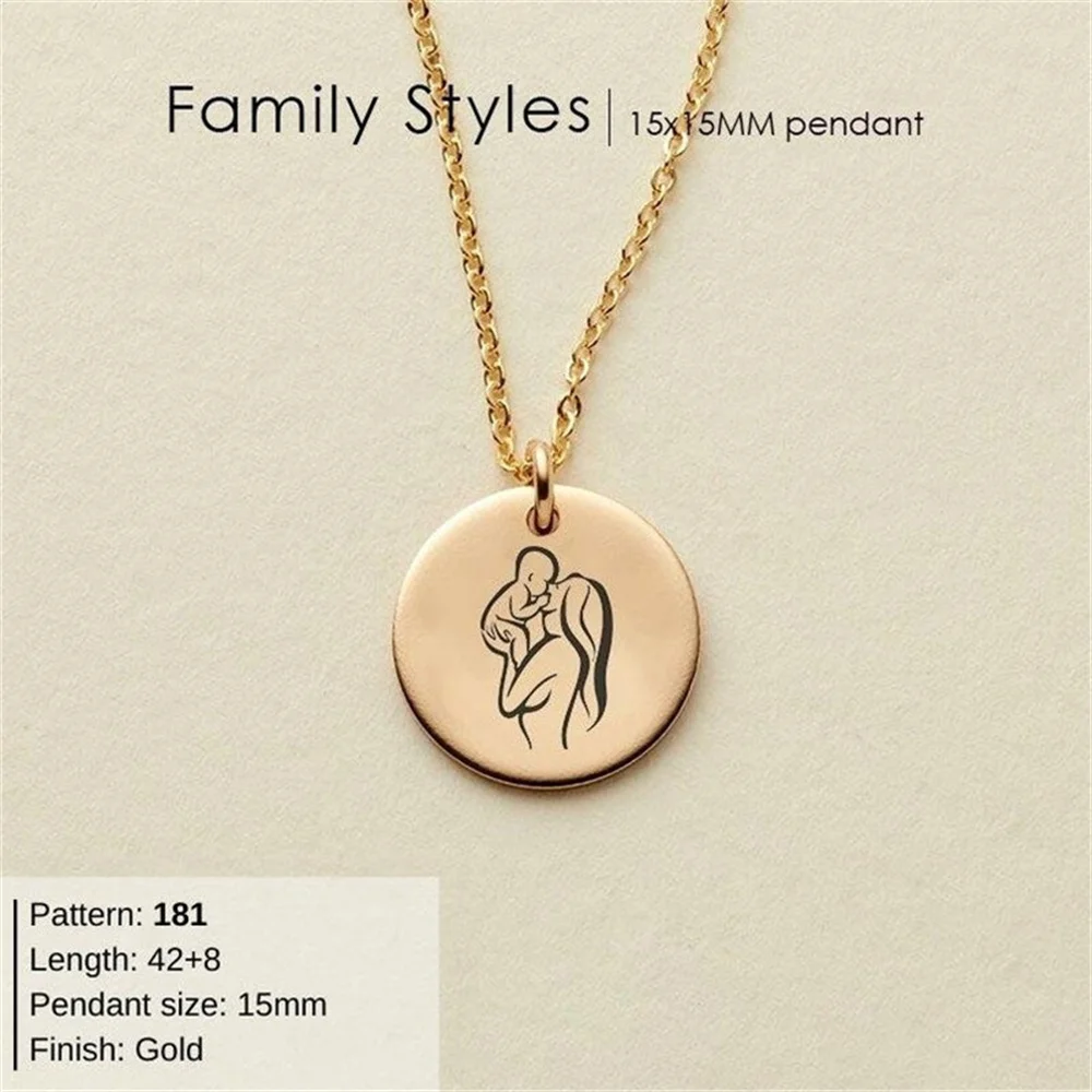 Women's Necklace Home Carved Stainless Steel Necklace Personalized Jewelry Mom And Baby Personalized Necklace Gift Free Shipping