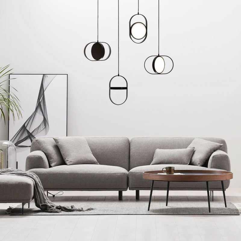 Круглая Люстра черная вращающаяся люстра Нордического дизайна декоративная для