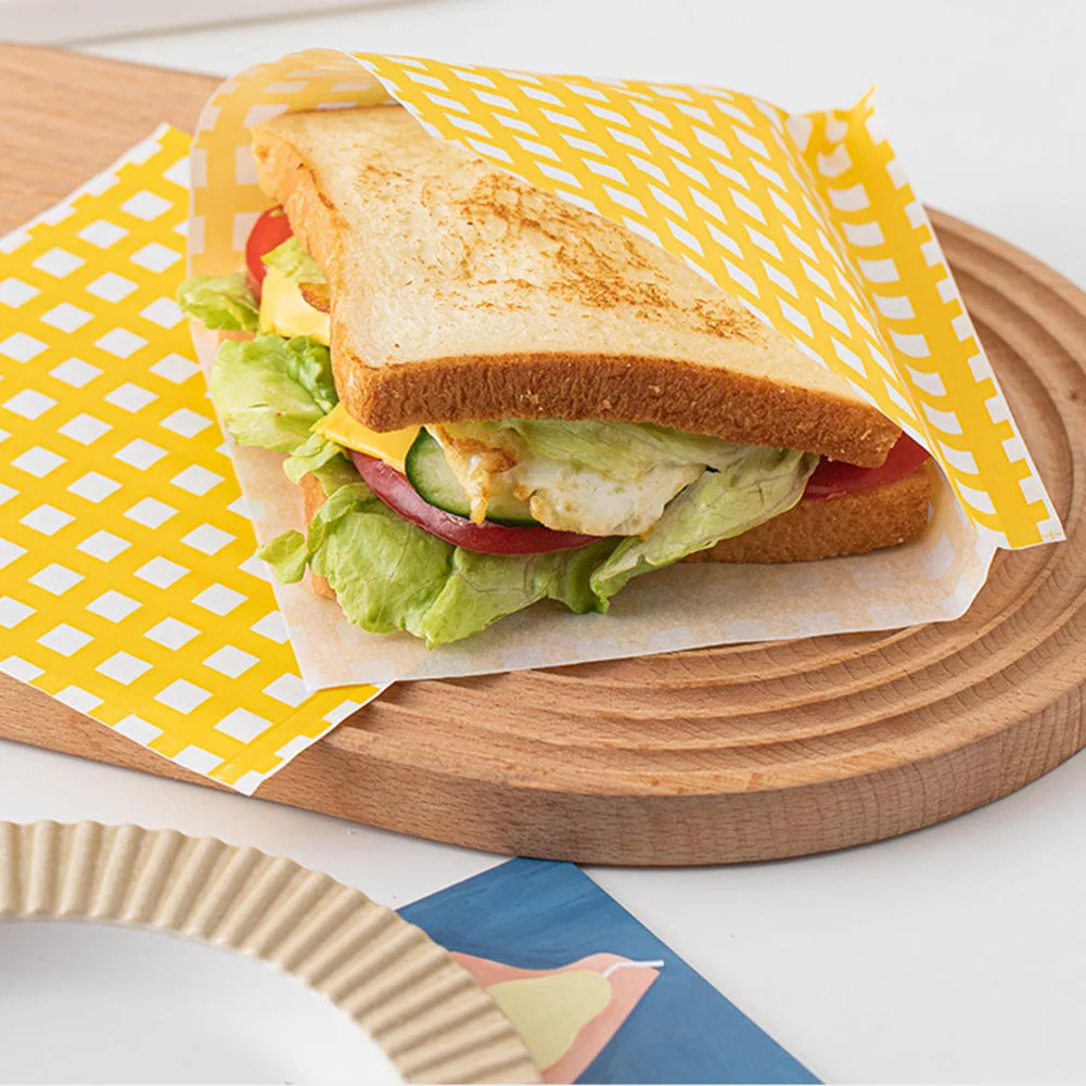 

50Pcs Baking Package Food Grade Dount Baking Sandwich Bread Wrappers Oil Paper Packaging Wedding Party Sweet Wrapping Bag