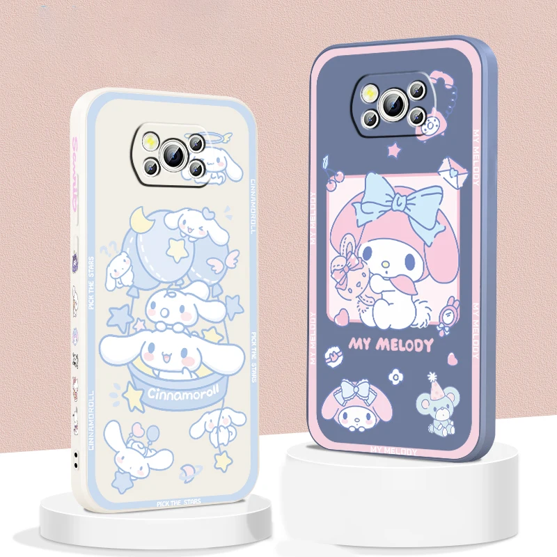 Левый чехол My Melody Cinnamoroll Sanrio для Xiaomi Mi Poco X5 X4 X3 M6 M5 M5S M4 M3 F5 F4 F3 C55 C40 Pro