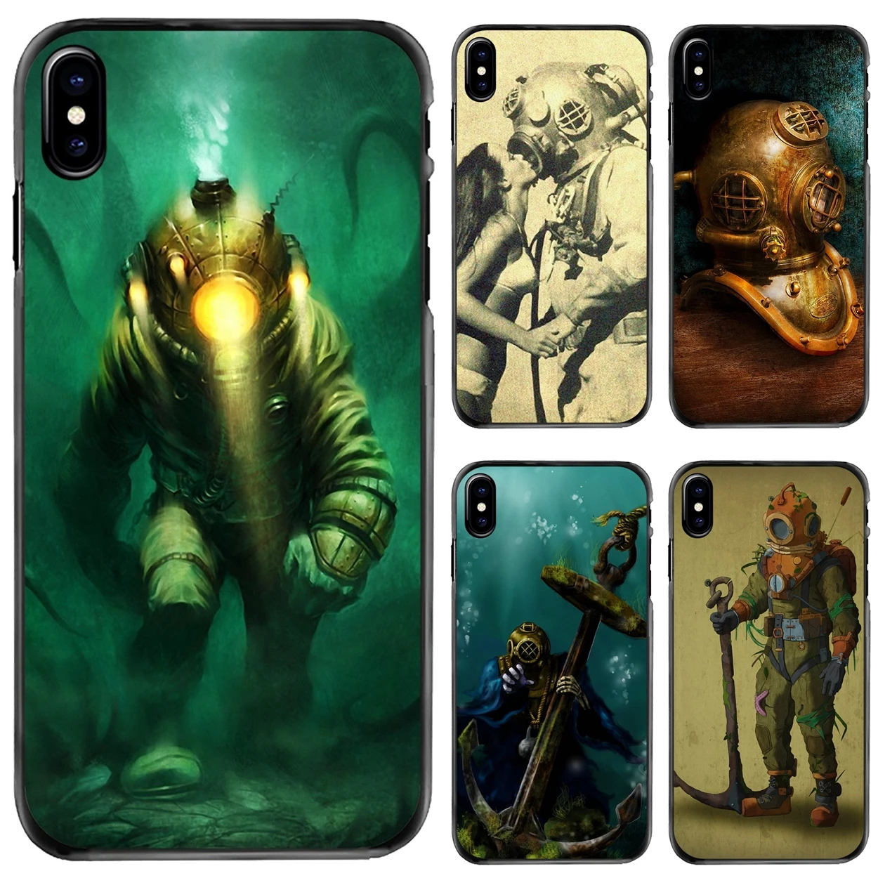 

For Apple iPhone 11 12 13 14 Pro MAX Mini 5 5S SE 6 6S 7 8 Plus 10 X XR XS Deep Sea Diver Banksy Hard Phone Shell Case