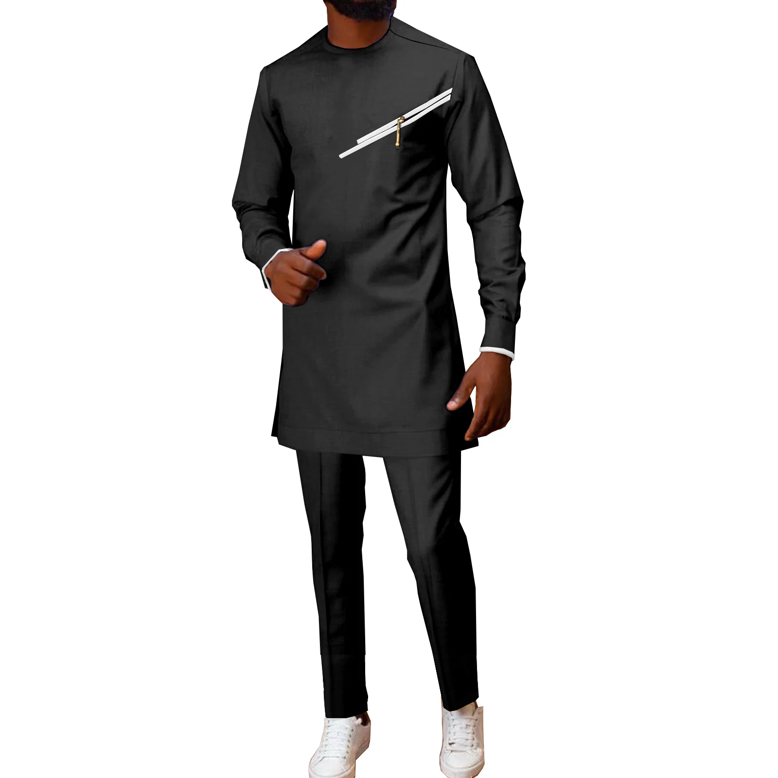 

Африканские костюмы для мужчин, комплект из 2 предметов, приталенный наряд Дашики, большой и высокий, модный, Повседневный, строгий наряд