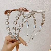 korean luxury crystal bow hairband shiny clear full crystal stone headbands for women wedding hair accessories fashion jewelry