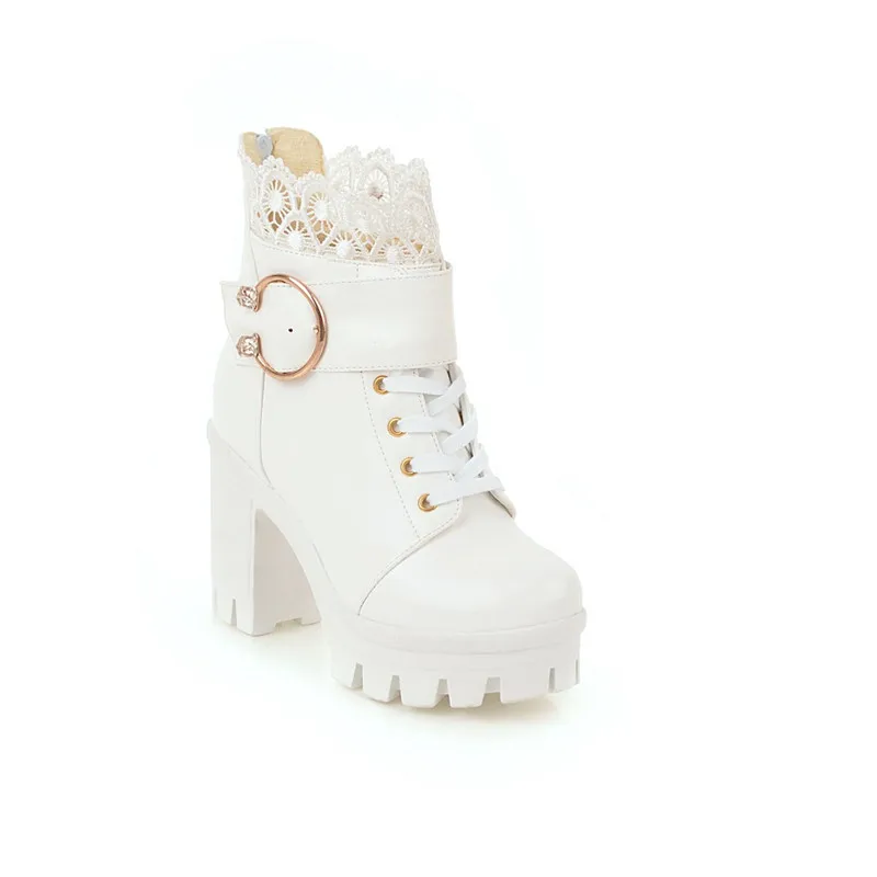 Женские ботильоны из ПУ кожи YQBTDL милые ботинки на платформе и толстом блочном