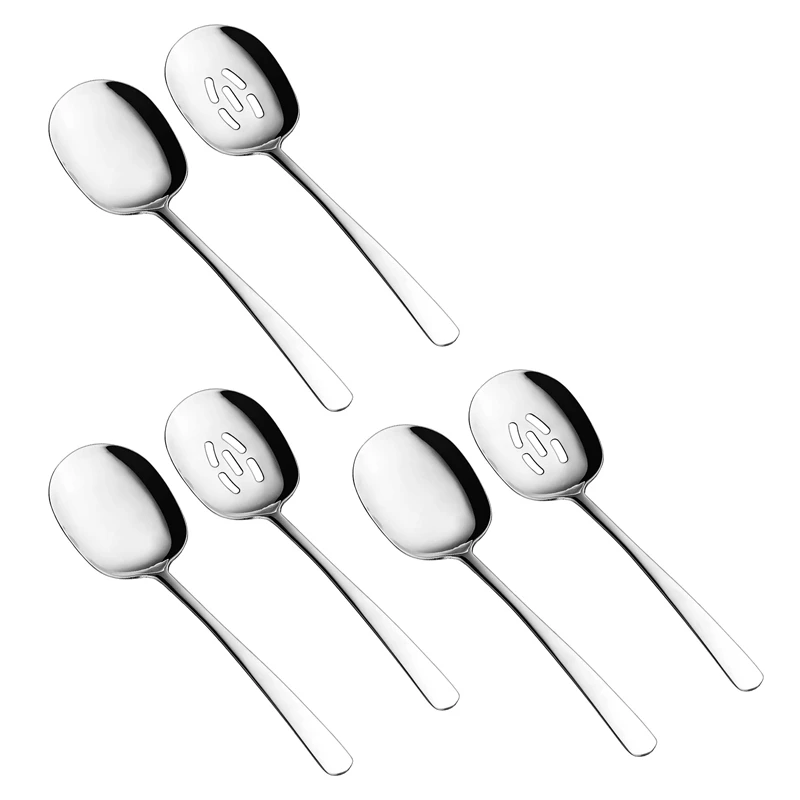 

Serving Spoons Set, 10 Inch Slotted Spoon And Serving Spoon, Spoons Silverware, Cooking Spoon, Pasta Spoon,Pack Of 6