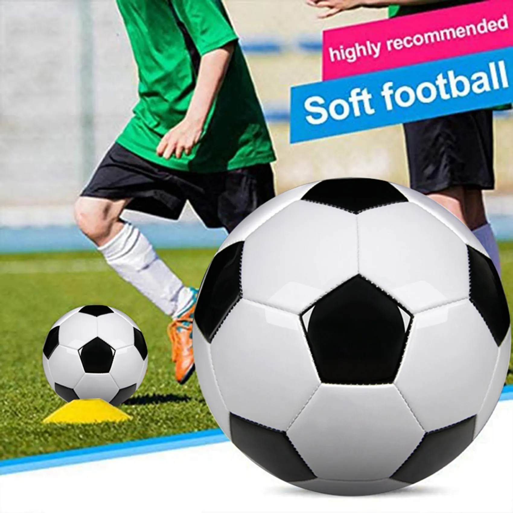 Size 5 Professional Training Soccer Balls PU Leather Black White Football Goal Team Atch