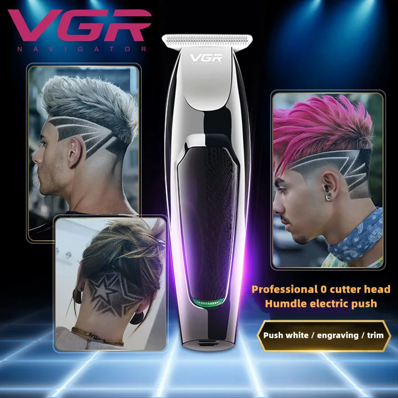 

2022 New Upgrade Professional Hairpin Metal Men's Electric Rope Hair Trimmer 0mm Cutting Head Push-cut White Carving Fader