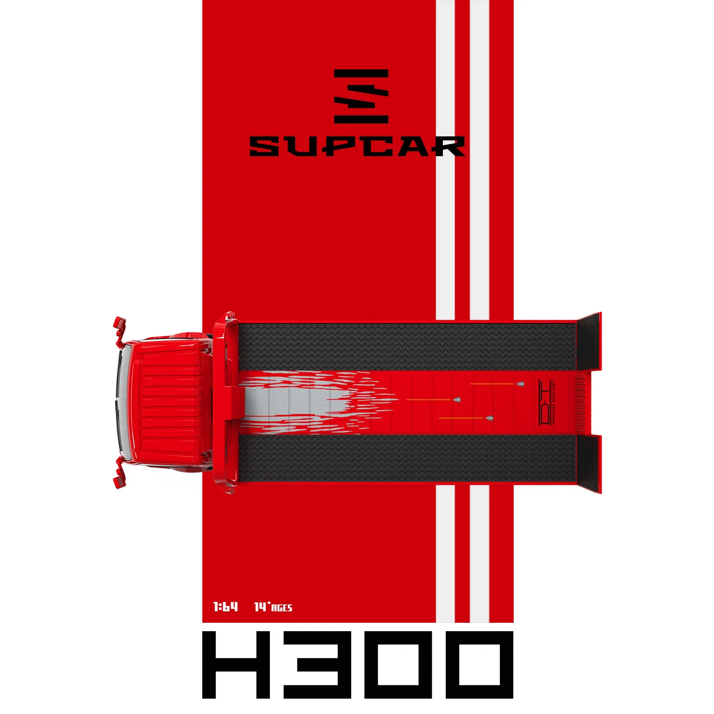 Фото SC 1:64 H300 Транспортный прицеп-платформа, красный, окрашенный в цвет Gladiator, литая модель автомобиля, предзаказ №3