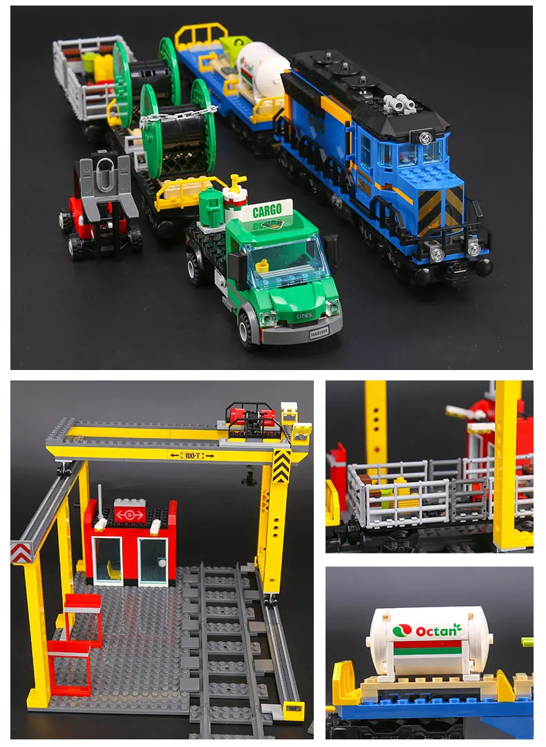 Совместим с конструктором 60052 «Грузовой поезд», НОВЫЙ MOC-конструктор, модель поезда с дистанционным управлением, игрушка из кирпичиков, подарок на Рождество 02008 (art.: 3920d8cddf2eb) - 3920d8cddf2eb
