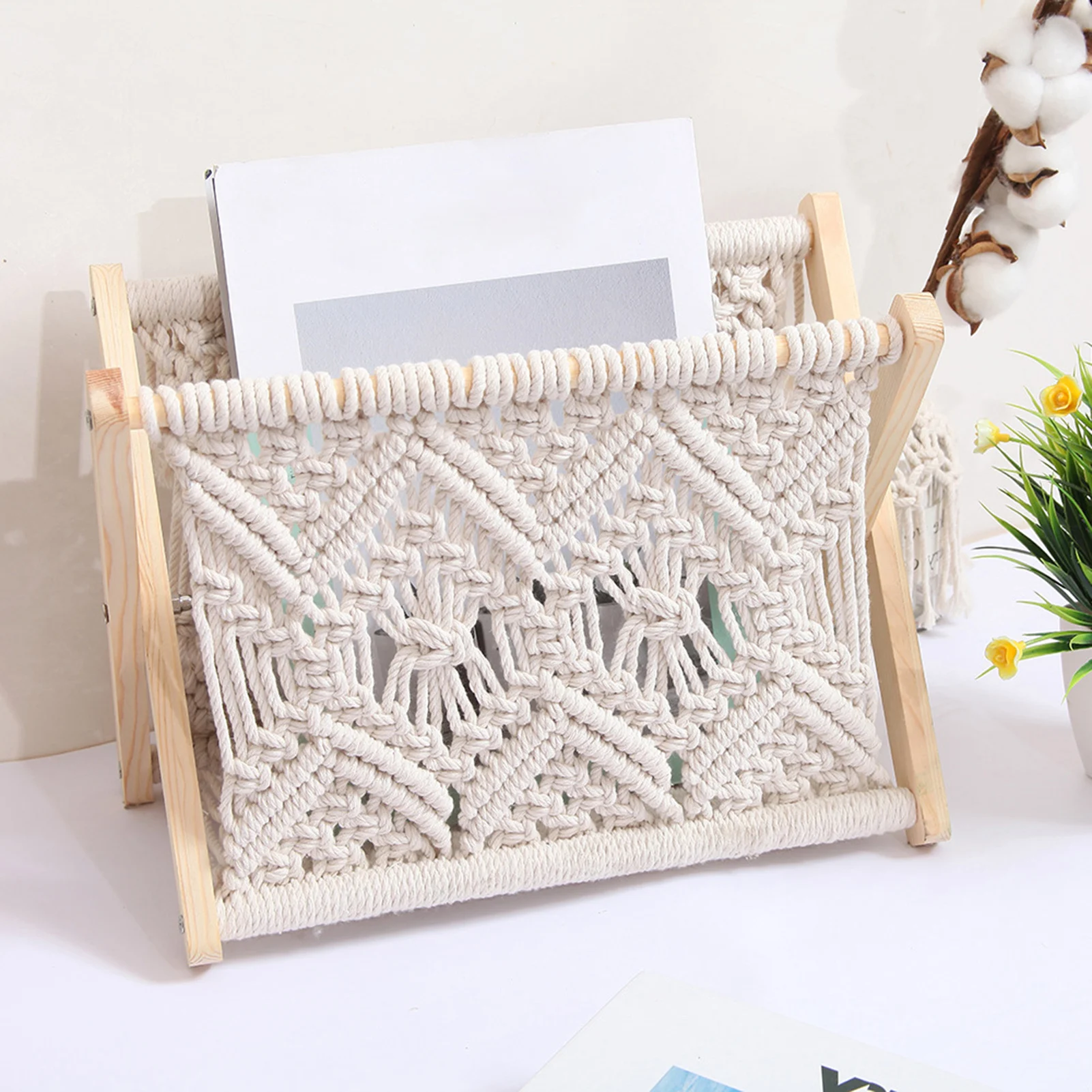 

Вешалка для магазинов Boho Macrame, вешалка для магазинов Boho, вешалка для хранения книг, газет, гостиной, ванной комнаты
