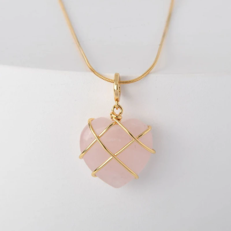 2022 Fashion Opal Heart Necklace Castle Necklace For Woman Girls Rose Quartz Barbie Necklace Jewelry Accessories Gift