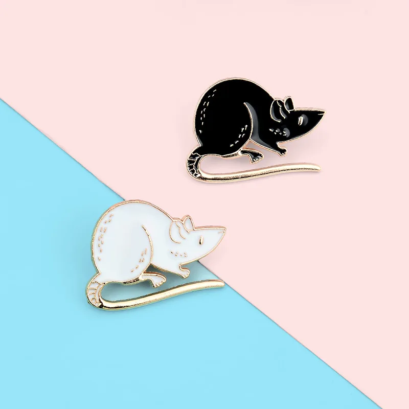 

Black and White Mouse Pins Cute Cartoon Student Mouse Pins Backpack Clothing Accessories Alloy Enamel Lapel Pins Brooches Badge
