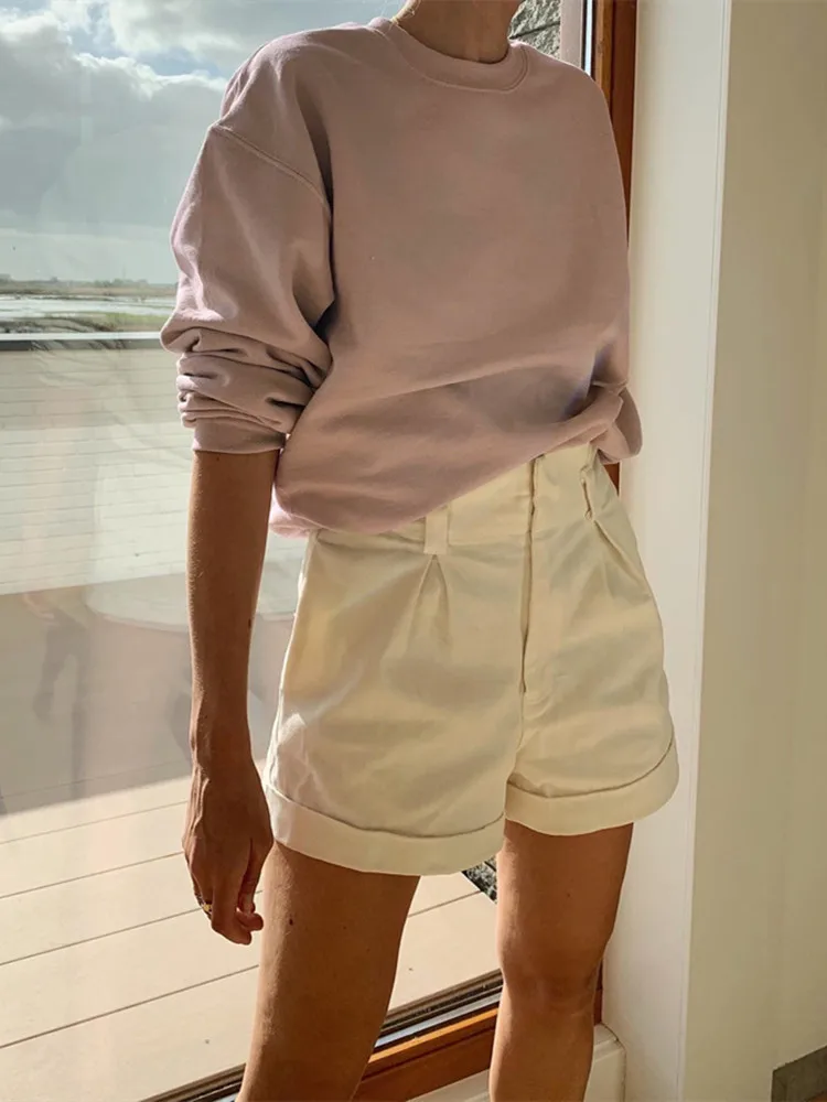 

Women's O-Neck Fleece Sweatshirt 2022 New Batwing Sleeve Jumper Ladies Solid Color All-Match Casual Loose Pullover Top