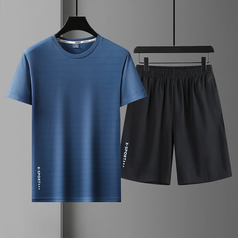 Summer Sportswear Men's High-quality Clothing Sports Suits Men's Quick-drying Round Neck Short-sleeved Short Pants Ropa Hombre