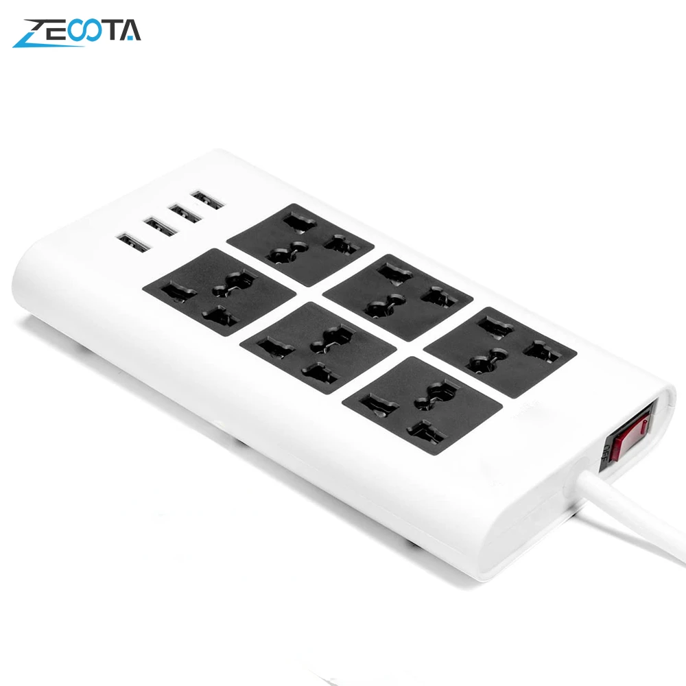 

Универсальный сетевой фильтр, 6 розеток, 4 USB-порта, 2500 Вт