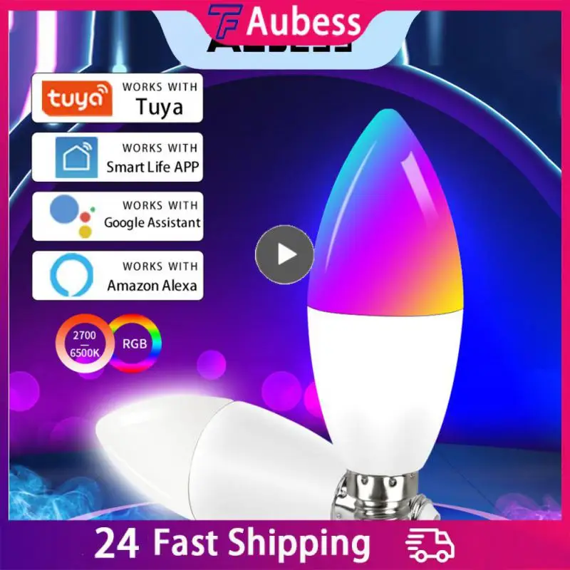 

Compatible Alexa Google Home Dimmable Led Bulb Wifi Smart Light Bulb App Control E14 Candle Lamp 5w 7w 9w Tuya Rgb