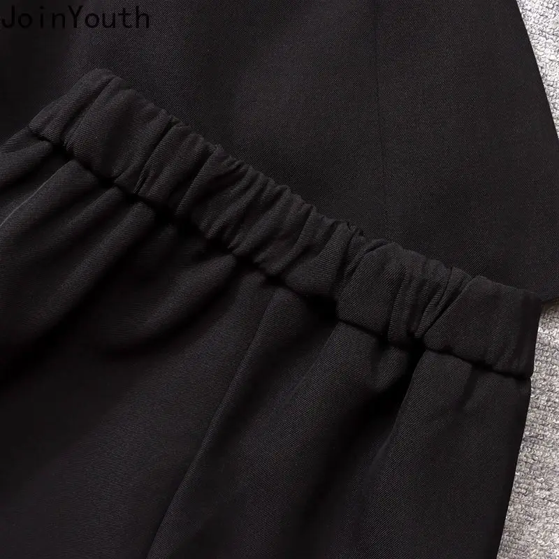 Женский костюм из двух предметов зимняя двубортная куртка-туника с пряжкой