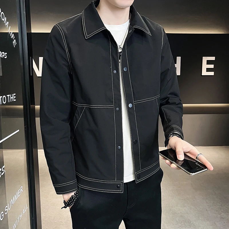 

Men's Bomber Jacket Casual Clothes Korean Fashion Style Jacket Multi-pocket 2022 New Spring and Autumn Oversized Coat W69